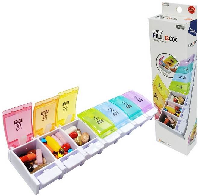 헬로제인 휴대용 약통 (무지개L 일주일 한줄) 약보관함, 무지개L일주일한줄, 1개