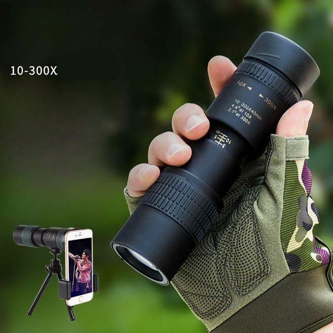 스마트폰 망원렌즈 삼각대 세트 300x40 핸드폰 카메라 공연, 3 10-300x40줌