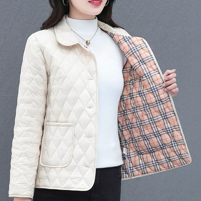 ROYALBELLE 여성 겨울 패딩 재킷 따뜻한 보온 캐주얼 긴팔 격자무늬 디자인 캐주얼 재킷 V111325