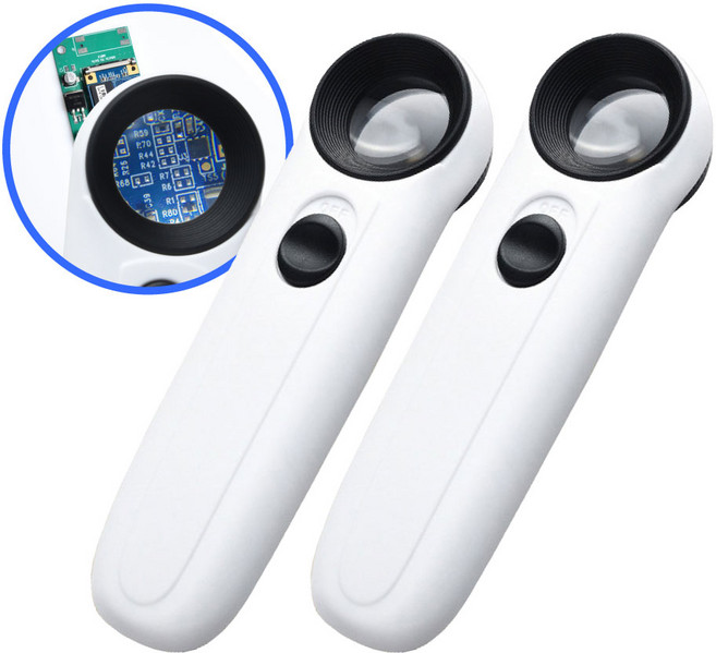 유저핏 초강력 40배율 LED 휴대용 돋보기, 2개