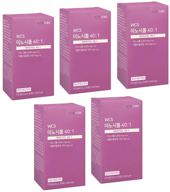 뉴트리코어 WCS 이노시톨 40:1 여성 영양제, 135g, 5개 - 쿠팡