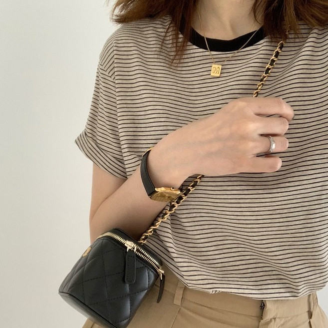 라운드 루즈핏 슬림 티셔츠 벨벳 반팔 티여 nvduanxiu