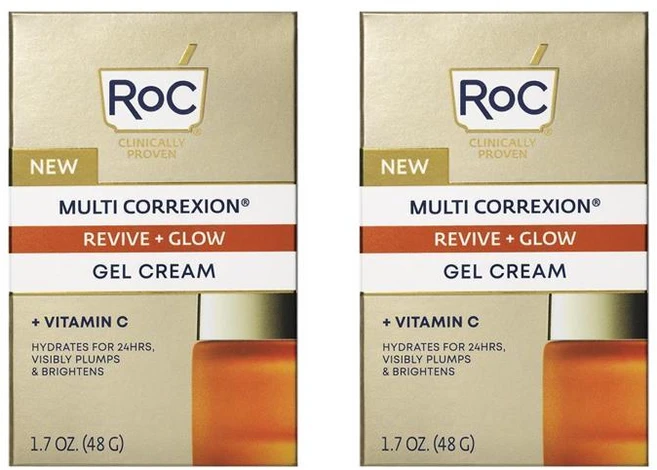 록 멀티 코렉션 리바이브 & 글로우 젤 크림 비타민C 함유 48g 2개 RoC Multi Correxion Revive & Glow Gel Cream 48g - 쿠팡