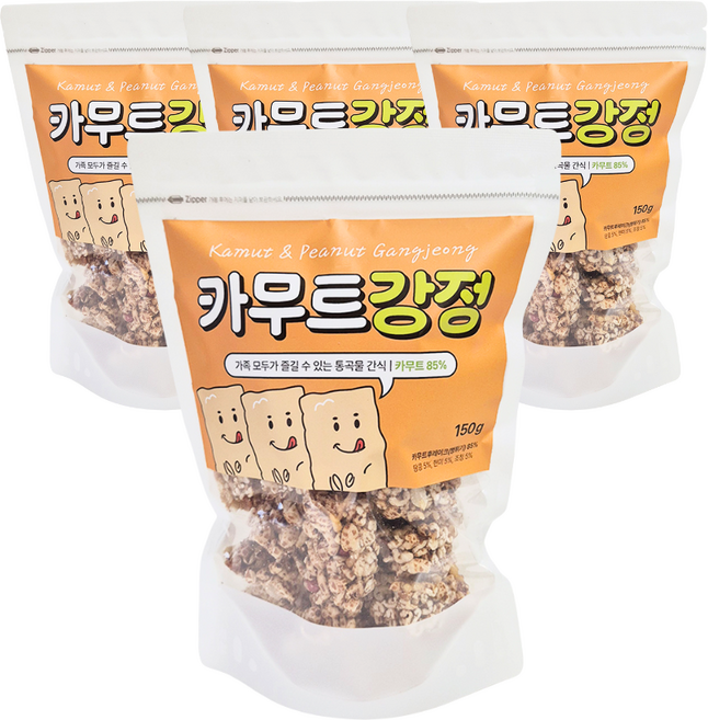 카무트 땅콩 현미 강정 통곡물 견과류 간식 수제 카무트강정 150g 4봉지, 1세트, 600g