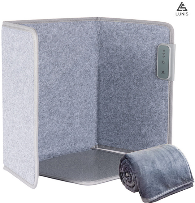 예쁜 접이식 발난로 (+무릎담요) 히팅패드 파티션 4면 전기 히터 난로 사무실 발난로 캠핑 온열기 루니스 LUNIS, 4면- 그레이