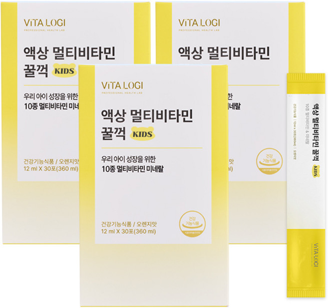비타로지 액상멀티비타민 꿀꺽 3BOX, 90개, 12ml