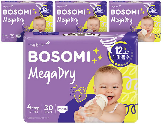 보솜이 메가드라이 팬티형 기저귀 공용, 4단계, 120매