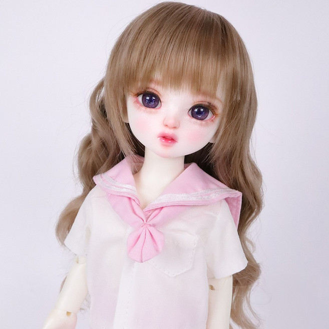 구체관절인형 가발 웨이브 6-7인치 26cm급용 USD, I. 핑크 브라운 (가발만,인형미포함), 1개