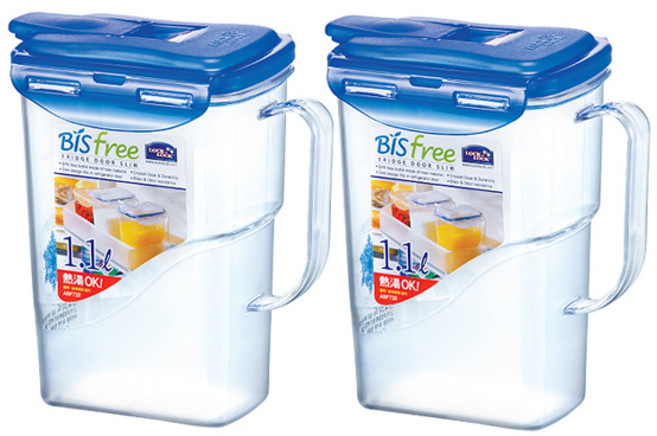 락앤락 비스프리 손잡이물병 ABF732 2p, 혼합색상, 1.1L, 2개