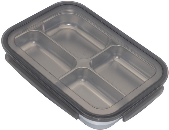 올품락 스텐 직사각 4구 식판세트, 그레이, 1세트