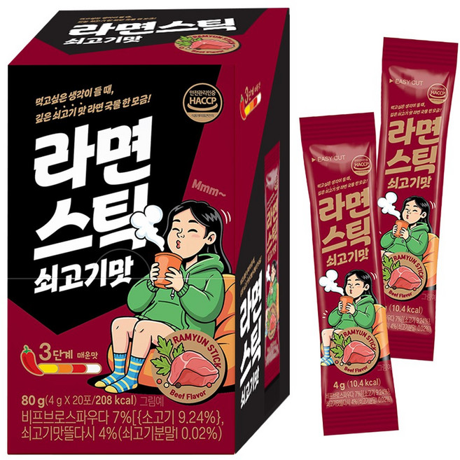 맛심 라면스틱 쇠고기맛 1박스, 20개, 4g