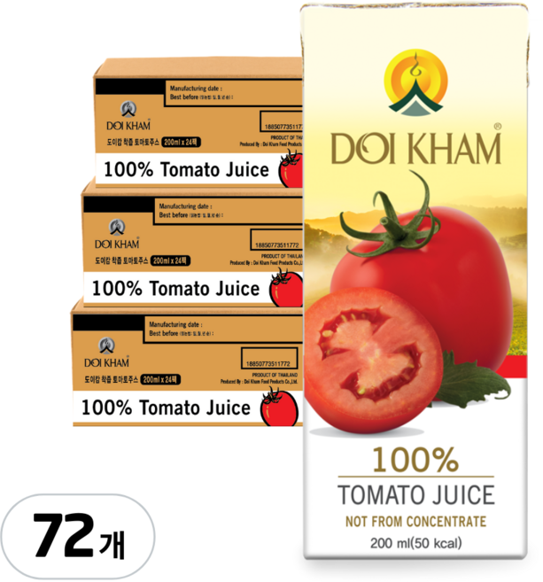 도이캄 착즙 99% 토마토 주스, 200ml, 72개