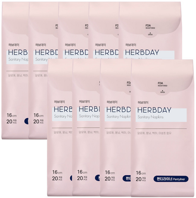 허브데이 생리대 팬티라이너, 일반, 20개입, 9개