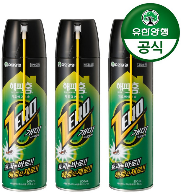 해피홈 제로 에어로솔 살충제, 500ml, 3개