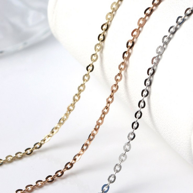 오로프 전체 14K 금 고방 체인 목걸이 3푼줄 5푼줄 42cm