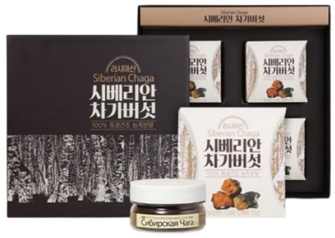 비타민하우스 시베리안 차가버섯 (25g x 4입) 선물세트 쇼핑백 1개