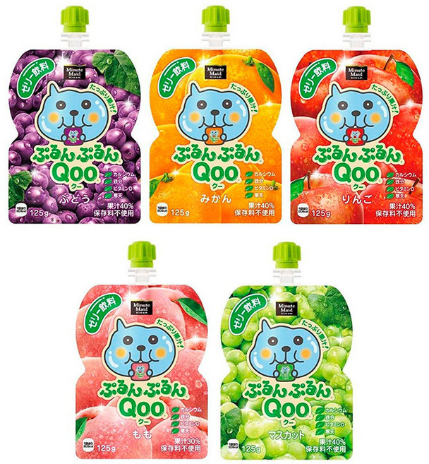 일본 미닛메이드 쿠우 젤리 파우치 푸릉푸릉 Qoo 125g 5종 택1, 사과맛, 1개