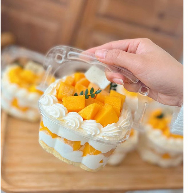 투명 돔형 티라미스 보틀 케이크 용기 PET 케이스, 1개