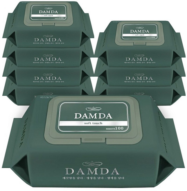 담다 물티슈 / 두툼한 고급 물티슈, 45g, 100매입, 8개