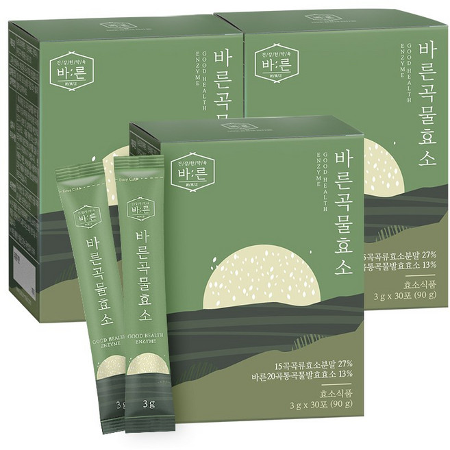바른 국내산 저분자 발효 곡물효소, 90g, 3박스