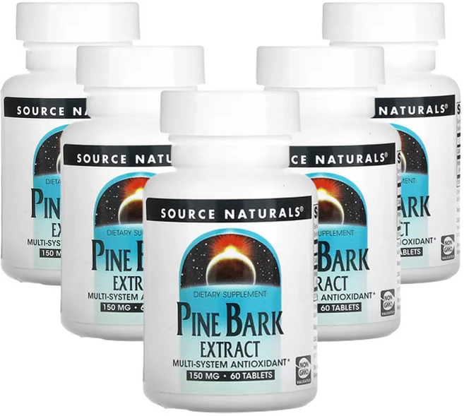 소스네츄럴스 소나무 껍질 추출물 150mg 60정, 5개 - 쿠팡