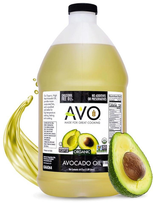 AVO 유기농 아보카도 오일 프라이 베이킹 논스틱 소테 샐러드 비네그레트 마리네이드 팬 코팅 일반 요리 1.8L(64액량 온스) 방부제 무첨가 제품 천연 가공, 1개, 1.89L