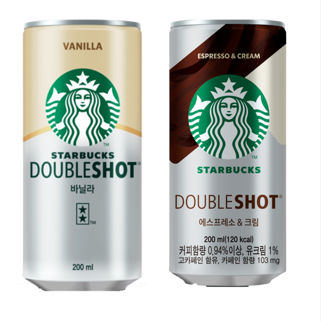스타벅스 캔커피 반반세트 더블샷 에스프레소&크림 바닐라, 200ml, 24개