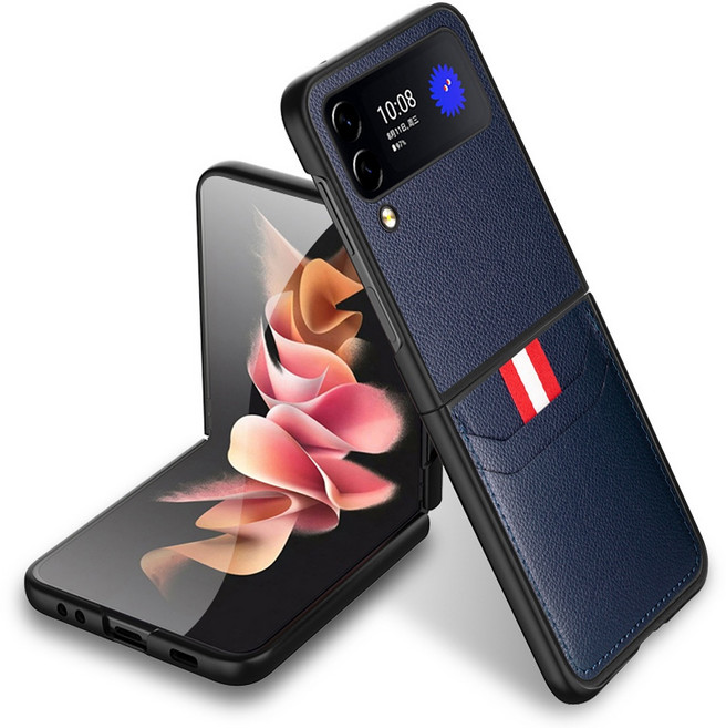 GCOMM 適用 Samsung Z Flip4 雙卡皮革摺疊手機殼 BizFlip