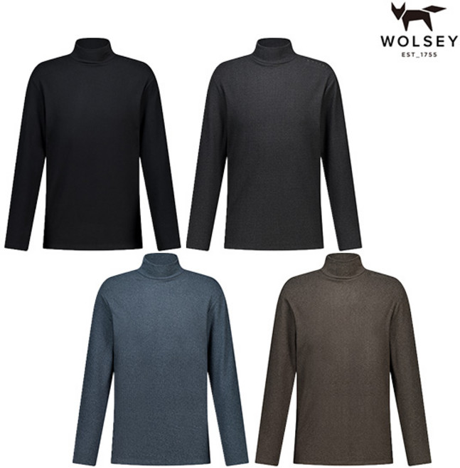 [울시] 남성 듀스텍스 하이넥 기모 티셔츠 스판 티셔츠 골프 티셔츠 목폴라 티셔츠