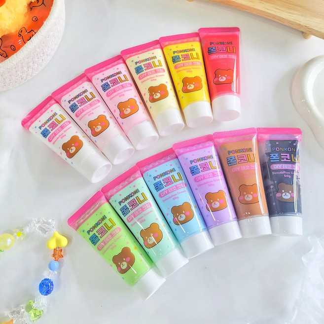 데코덴 생크림 클레이 12개 세트 탑꾸 폰케이스 만들기 재료 폰데코 꾸미기, 1탄 무광1, 1세트