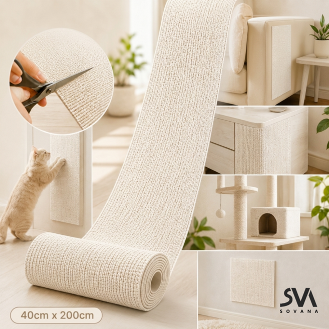 소바나 잘라쓰는 부착형 DIY 고양이 스크래쳐, 1개, 크림 화이트