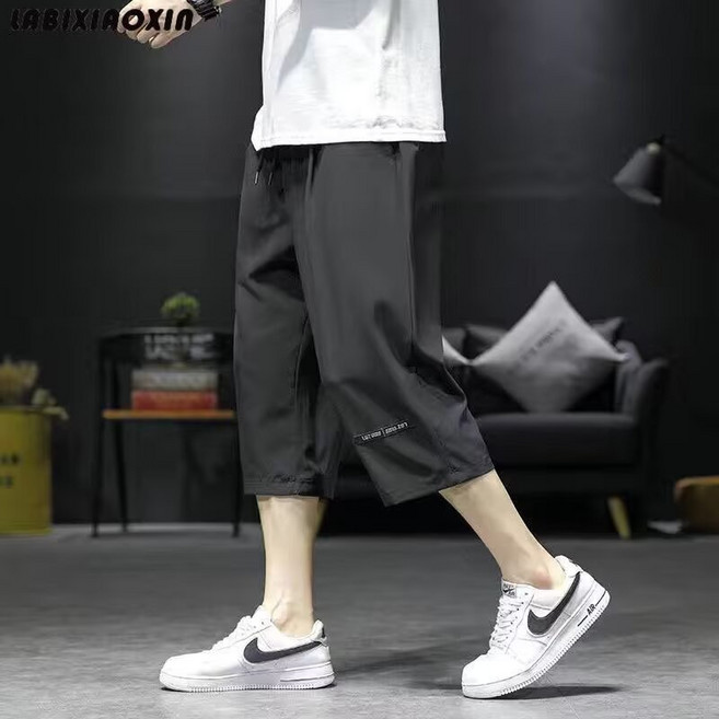 LABIXIAOXIN 男士七分褲 冰絲速乾運動休閒沙灘褲