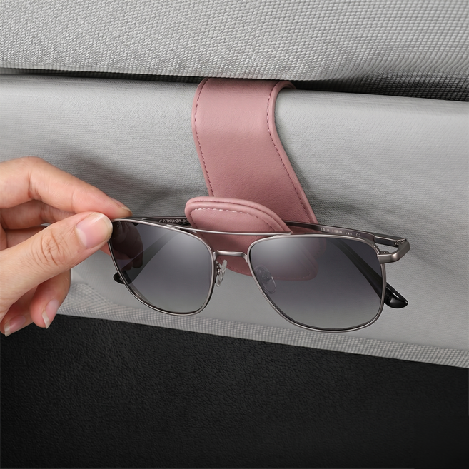 차량 선바이저 안경 클립 선글라스 거치대 자동차 안경걸이, 1개, 핑크