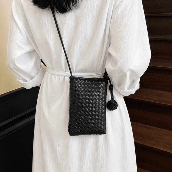 피디씨공감 위빙 미니크로스백 가죽 스트랩 핸드폰가방