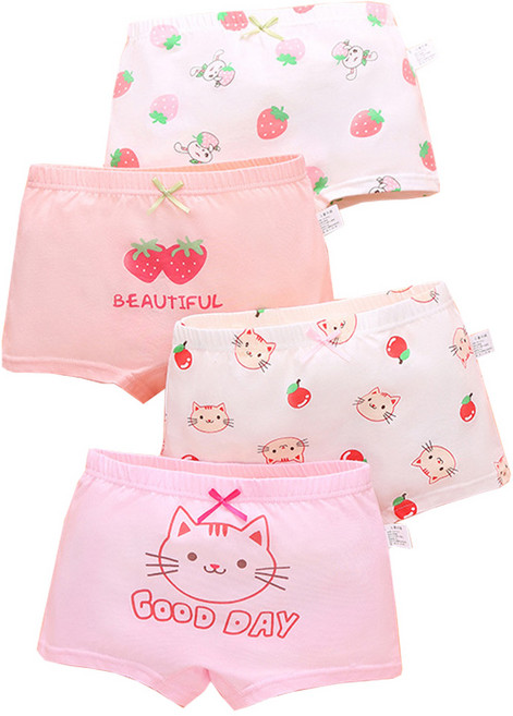 슈가캣 여아 사각 드로즈 4매입 아동 면 팬티 세트 유아 속옷 어린이 속바지
