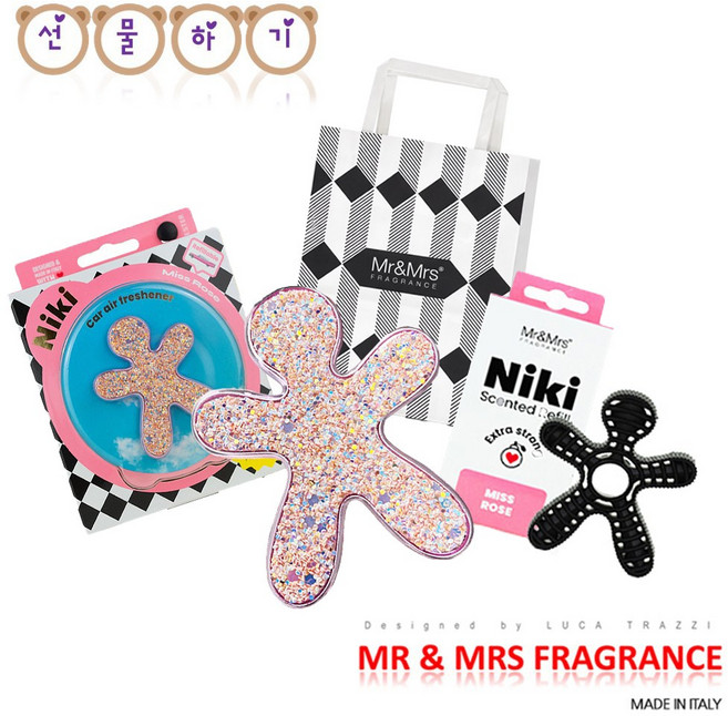 미스터앤미세스 차량용방향제 니키 패션 선물SET 쇼핑백증정, 니키리필NEW 시더우드, 니키본품 패션 미스로즈, 1세트