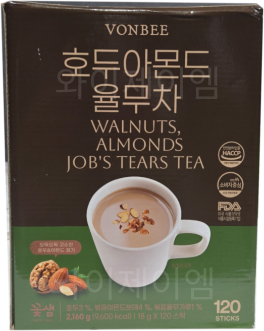 본비 호두 아몬드 율무차, 1개, 120개입, 2.16kg