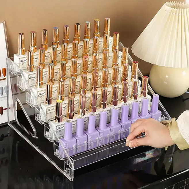 원터치 매니큐어 진열대 네일 정리대 립스틱 화장품 향수 정리함 수납함, 1개
