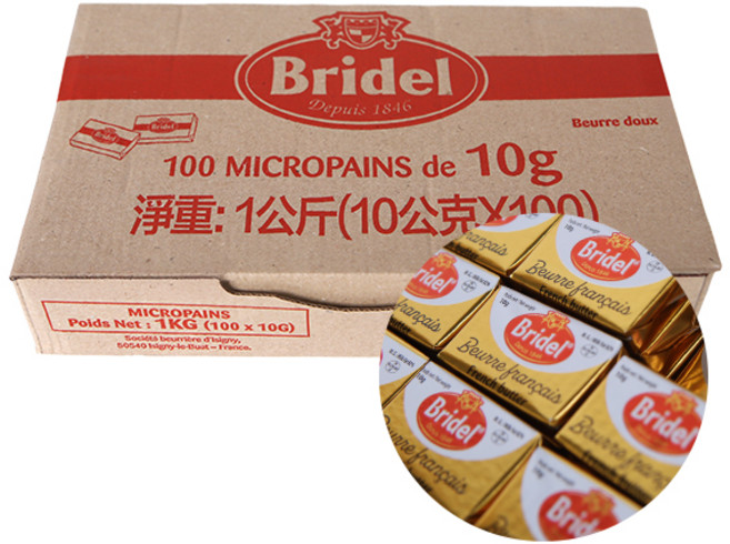 [무료아이스박스포장] 브리델 냉장 무염 포션 버터 10g x 100개입 (1kg), 1개, 1kg