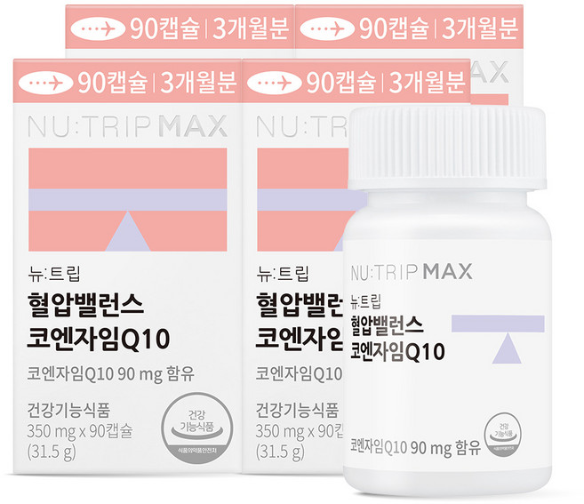 뉴트립 혈압밸런스 코엔자임Q10 대용량 350 mg, 4개, 90정