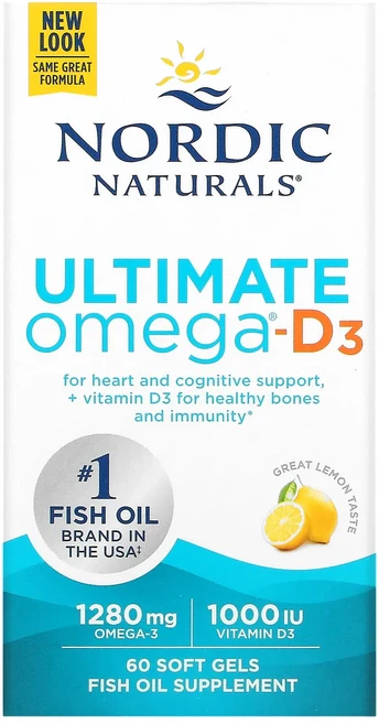 Nordic Naturals Ultimate Omega-D3 레몬 맛 소프트젤 60정, Nordic Naturals Ultimate Om..., 1개 - 쿠팡