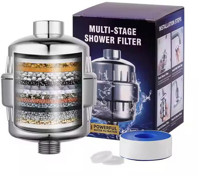 샤워 정수기 필터 샤워 필터 가정용 여과기 목욕 필터, 실버, 1박스