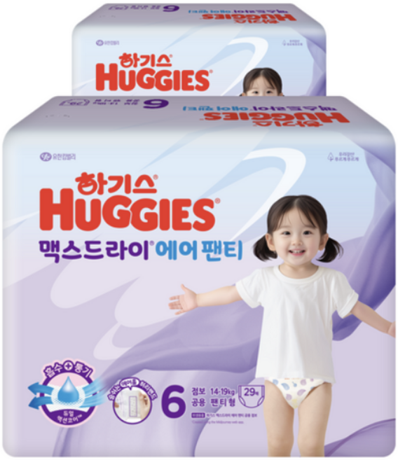 하기스 2024 맥스드라이 에어 팬티형 기저귀 남여공용, 6단계, 29매