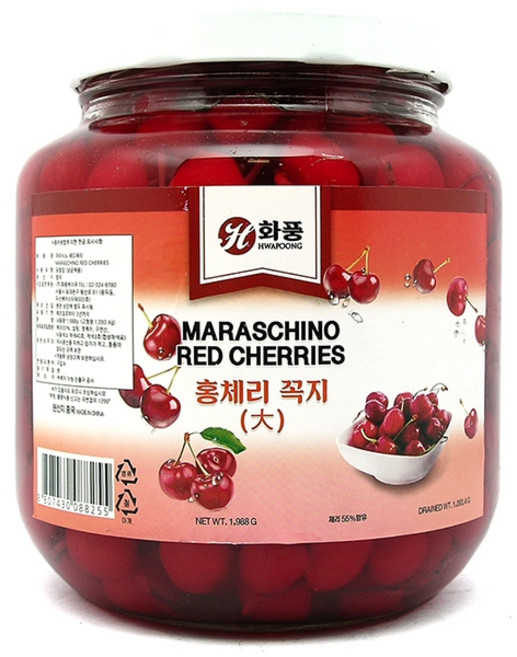 푸드올마켓_ 화풍 마라시노 레드체리 1988g /꼭지있음, 1개, 1.988kg