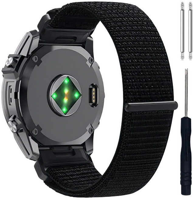 더조은셀러퀵핏 벨크로 스트랩 20mm 22mm 분리연장 봉 변경 가민 호환 포러너 피닉스 에픽스 어프로치 인스팅트 디센트 비보 액티브 베뉴, 1개, 블랙