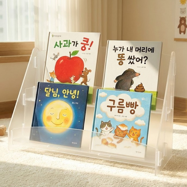 아크릴 2단 전면책장 유아책장 아크릴책장 키즈책장 아기책장 미니책장, 투명