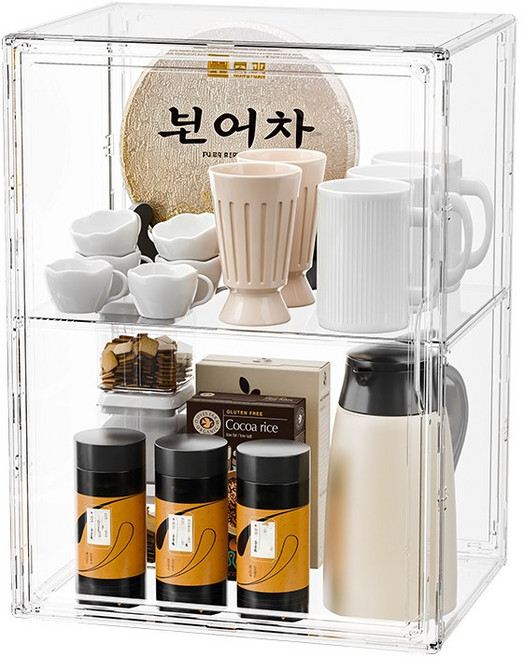 하이텍윙 대형 아크릴 케이스 피규어 진열장 가방 보관함 수납박스 칸막이 포함 40x30x25cm, 1개, 투명