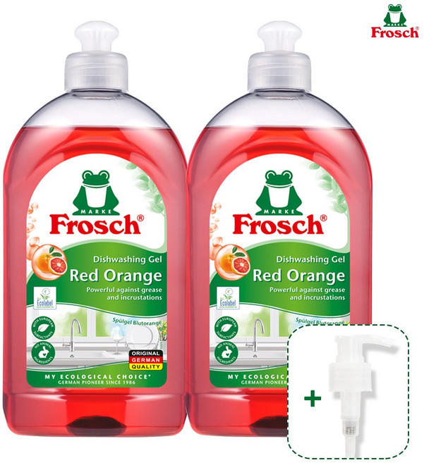 [단일]프로쉬 레드오렌지 주방세제 500mlX2개(펌프), 2개, 500ml