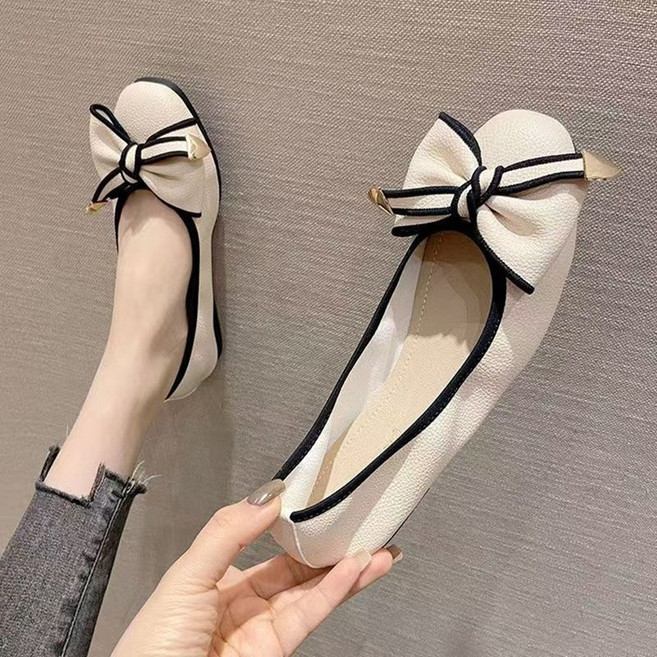 MIROSE 라비에르 클래식 배색리본 플랫슈즈 단화 여성구두