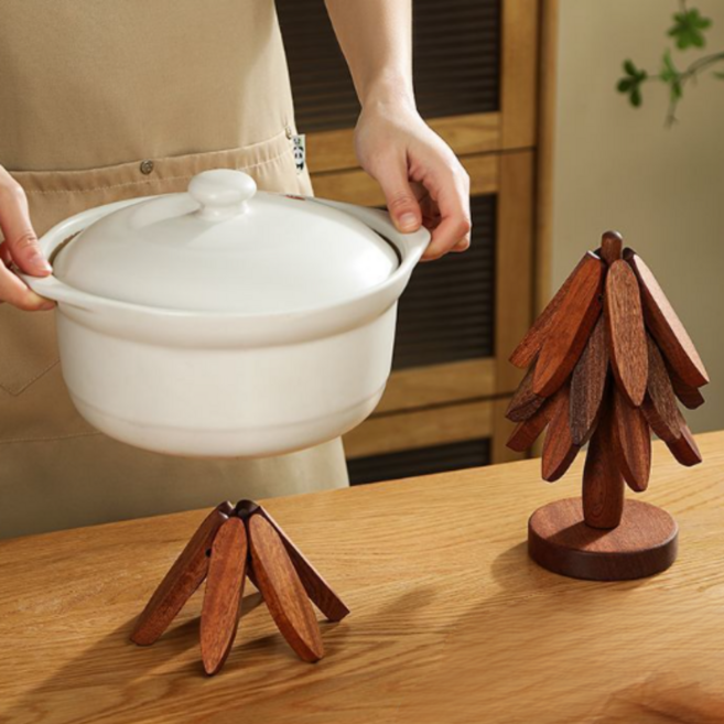 딜헤이븐 인테리어 트리 나무냄비받침대, 브라운, 1개